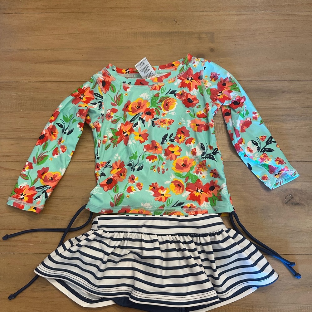 Ruffle Butts Floral Top in Red and Green